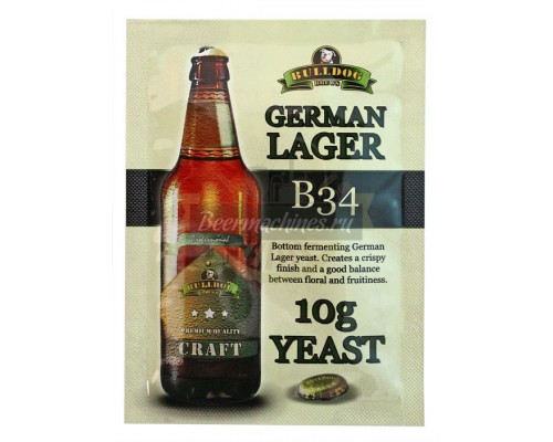 Сухие пивоваренные дрожжи BullDog B34 German Lager, 10 г