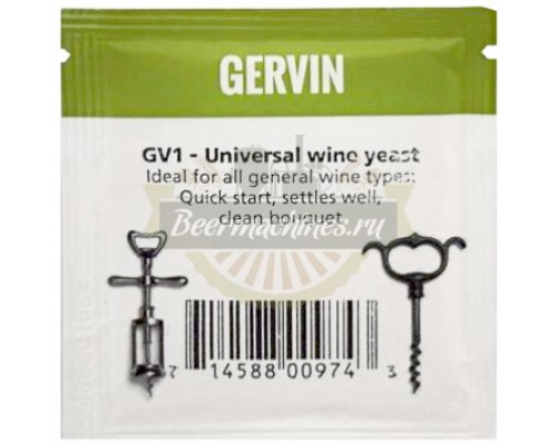 Винные дрожжи Gervin GV1 - Universal, 5 г