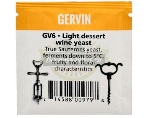 Винные дрожжи Gervin GV6 Light dessert wine, 5 г